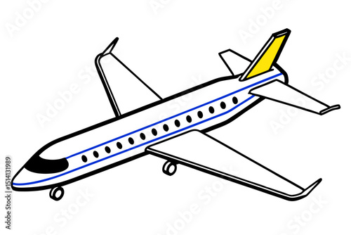 Airplane illustration simple design commercial flight travel journey airliner