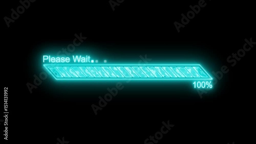 Stylish Neon Progress Bar Animation, Please Wait Loading Bar Animated