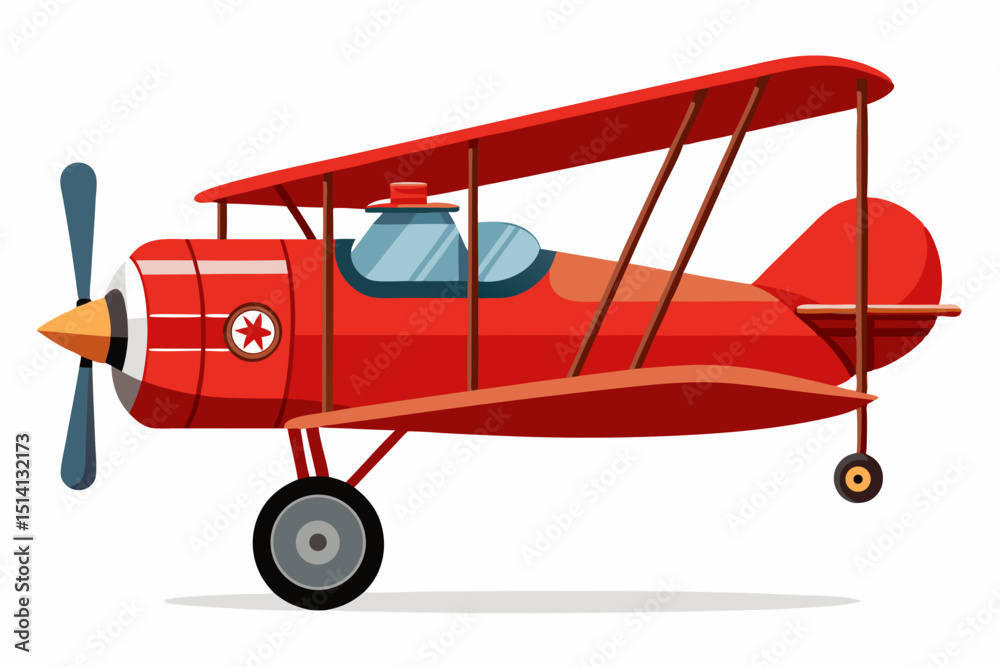 Classic red biplane vintage aircraft airplane flight travel
