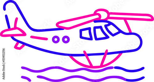 Cartoon helicopter landing on water vibrant colors fun illustration