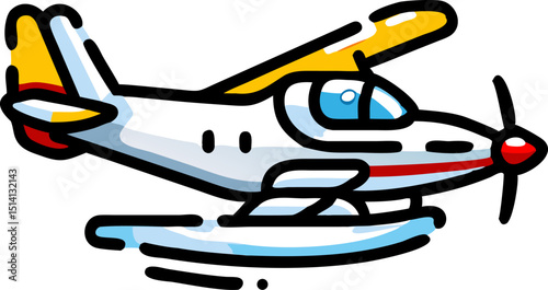 Cartoon seaplane illustration fun travel adventure