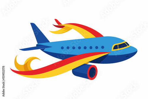 Colorful airplane soaring through sky travel journey flight