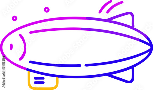 Colorful cartoon blimp air ship flying icon