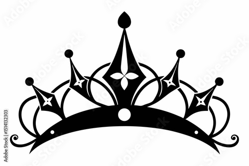 Elegant black tiara crown design royal princess queen