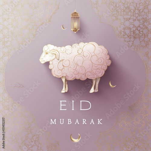 Eid Mubarak Eid al adha Eid al fitr Elegant illustration of a sheep for eid mubarak.