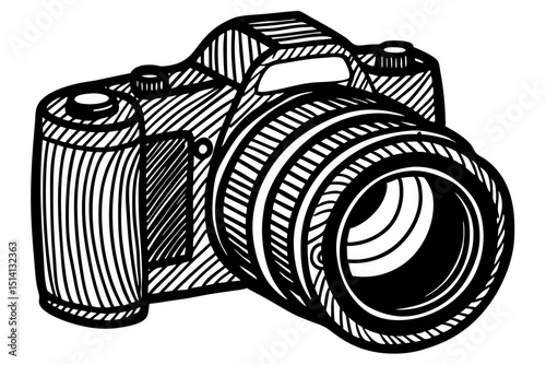 Hand drawn vintage camera photography equipment illustration