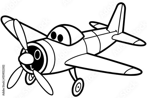 Happy cartoon airplane ready for flight adventure