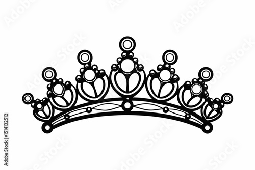 Elegant black and white tiara crown design illustration