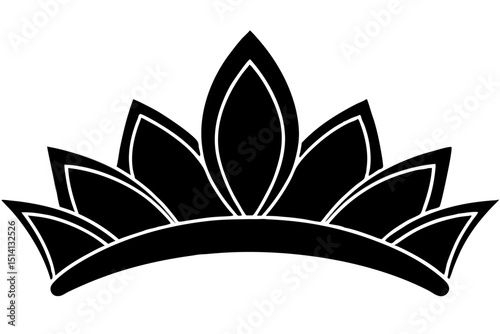 Elegant Crown Silhouette: A minimalist, high-contrast illustration of a crown, rendered in bold black, evoking a sense of regality and timeless style. 