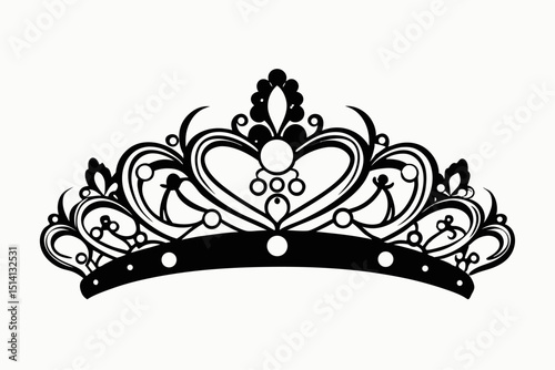Elegant black and white tiara crown design illustration