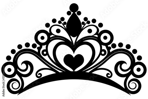 Elegant black and white princess tiara crown design