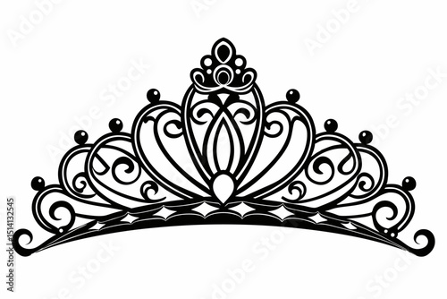 Elegant black and white tiara crown design illustration