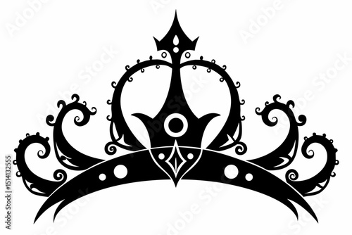 Elegant black crown design royal monochrome tiara