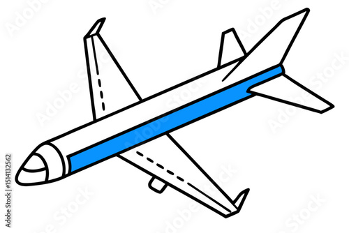 Simple airplane drawing blue stripe travel flight journey