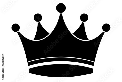 Simple black crown icon royal majesty king queen