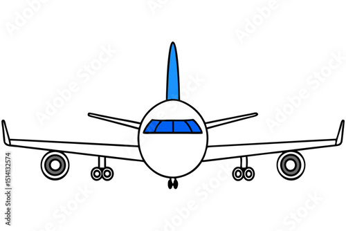 Simple cartoon airplane front view illustration