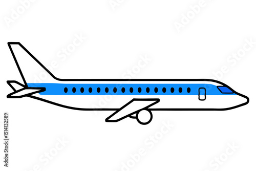 Simple cartoon airplane illustration white blue design