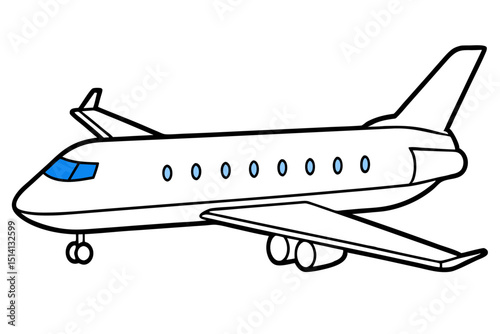 Simple line drawing of a white airplane