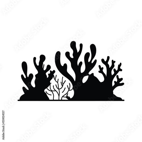 Nature-Inspired Marine Flora Silhouettes – Seamless for Branding & Decor