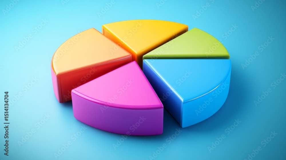 Obraz premium Colorful D pie chart with smooth gradients and soft ambient lighting