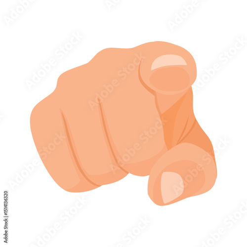 Hand pointing index finger forward straight at you