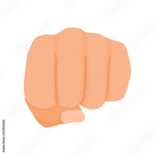 Hand punching fist forward gesture against white background
