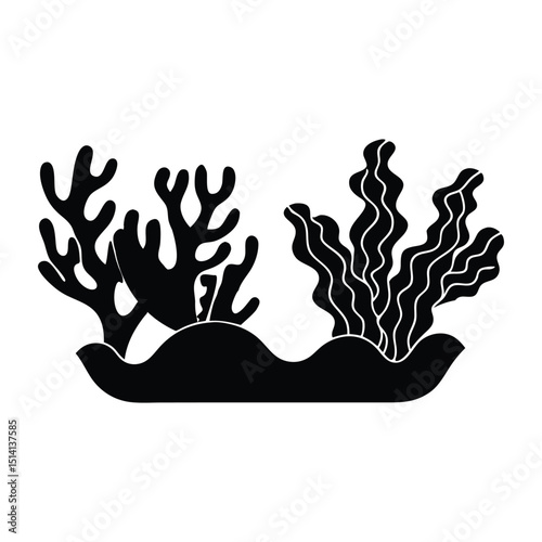 Silhouetted Marine Plants for Scuba, Dive, or Ocean-Themed Projects