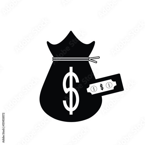 dollar money bag icon and coin icon, bank, dollar, money, coin, pay, wallet