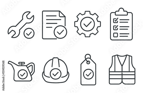 Maintenance linear icons set – outline, repair and service tools symbols