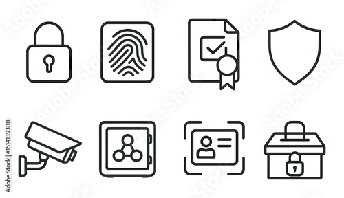 Election security icons set – outline, protection and privacy symbols