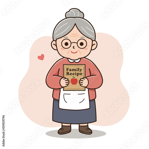 Elderly woman holding family recipe book with a warm smile  