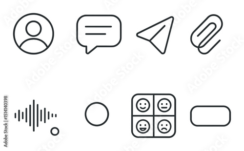 Online chat outline icons set – messaging, communication, digital conversation symbols