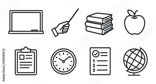Education silhouette icons set – simple, learning and teaching symbols for schools