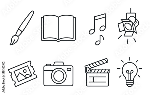 Creative tools line icons set – outline, design and artistic tool symbols
