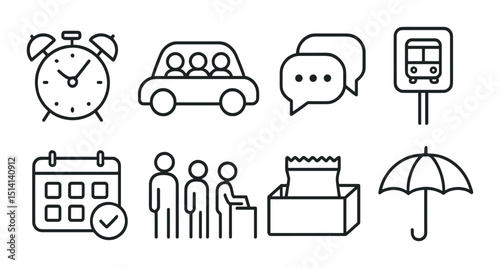 Voter turnout outline icons set – democratic participation and election symbols