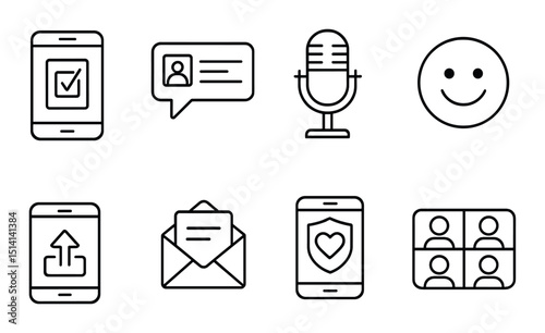 Digital activism line icons set – outline, advocacy, and change symbols