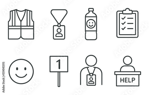 Election day icons set in outline style – voting, civic engagement symbols