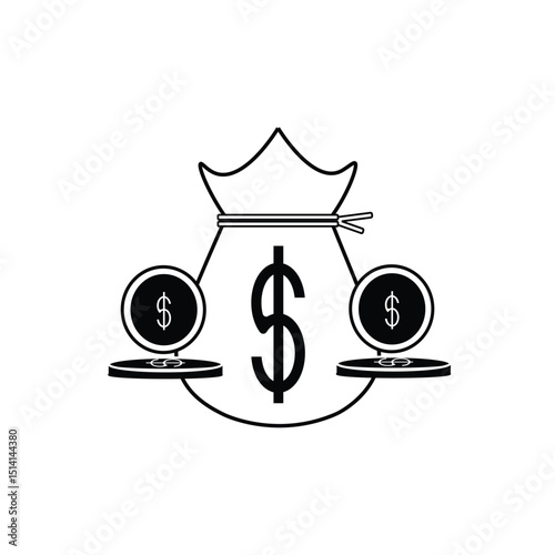 dollar bag and coin icon