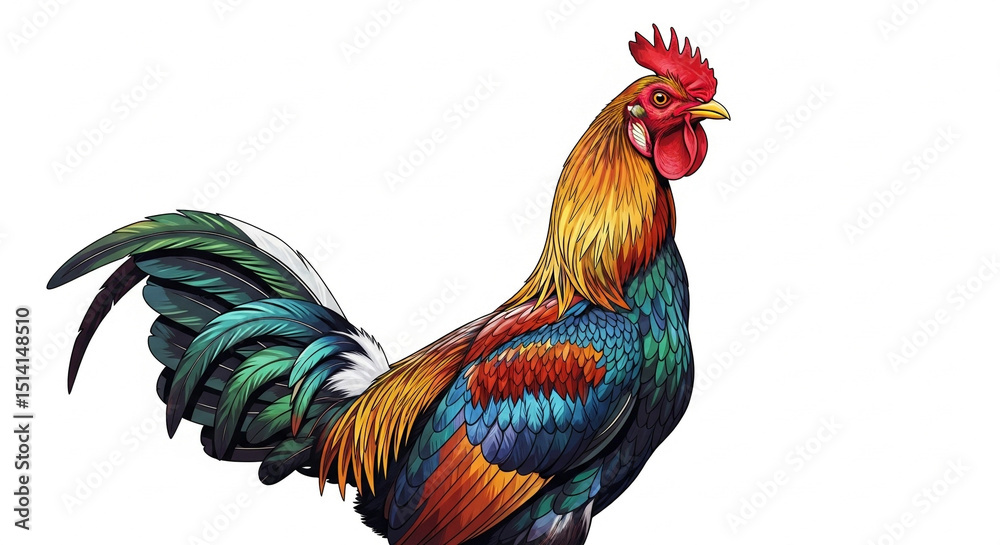 Fototapeta premium rooster isolated on white background