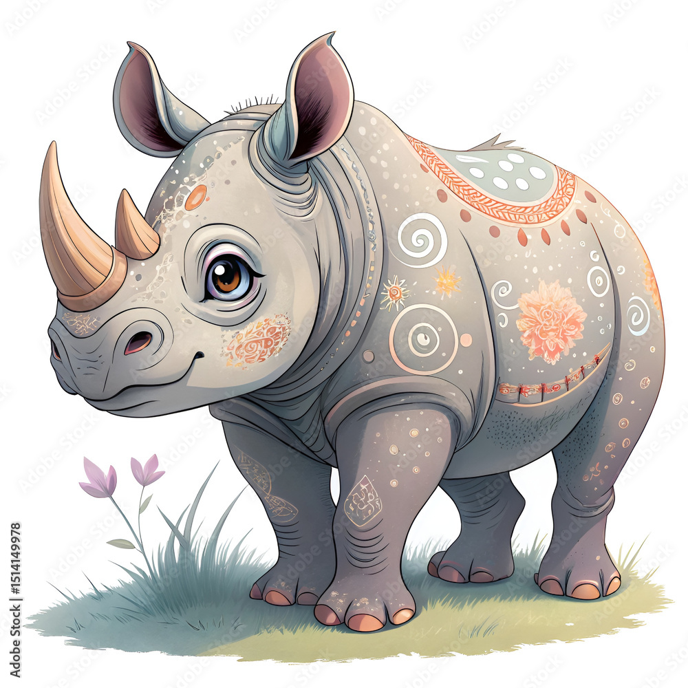 Fototapeta premium rhino cartoon isolated on white