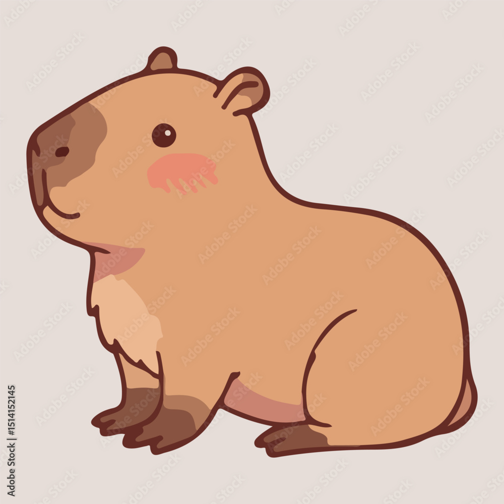 Fototapeta premium Adorable Capybara Illustration Cute Rodent Cartoon