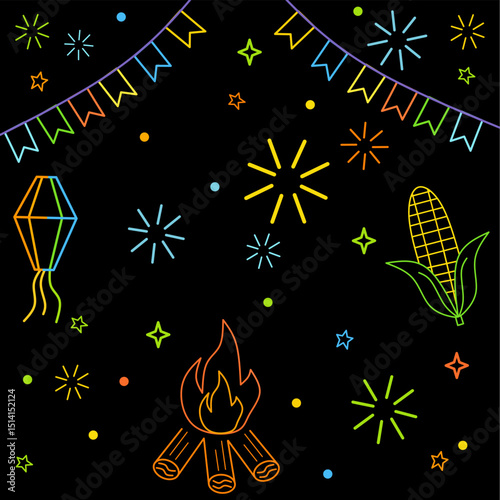 Festa Junina Celebration Background with Traditional Decorations