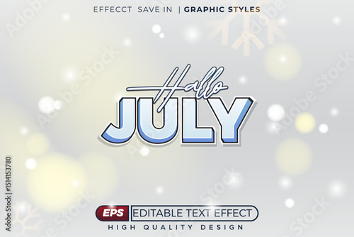 Editable 3d text effect hallo july winter theme