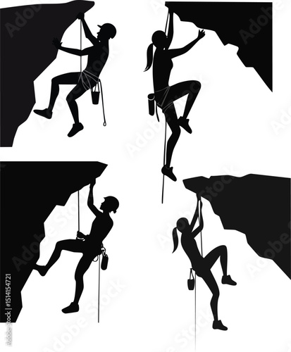 vector silhouette of a rock climbing