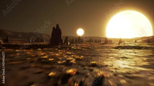 Alien landscape under two suns