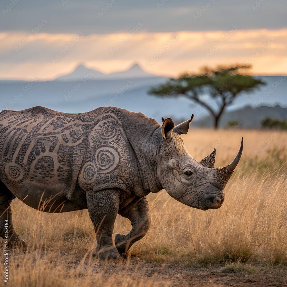 Fototapeta premium white rhino in the wild
