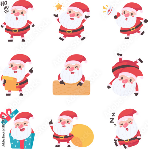 Collection of Happy Santa Claus Characters in Various Poses