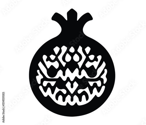 Pomegranate Silhouette Logo Healthy Fruit Vector Art, Stylized Pomegranate Logo, Modern Food Icon Template, Fresh Organic Fruit Illustration, Black Vector Fruit Design, Minimalist Pomegranate Icon.