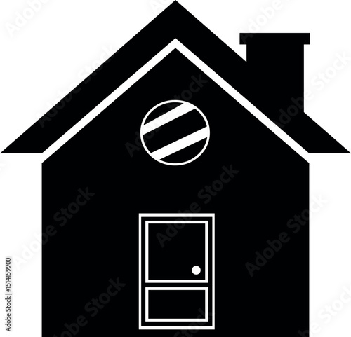 vector illustration black and white house icon