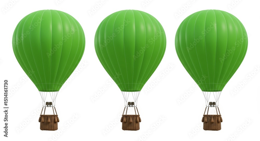 Obraz premium 3D Illustration Of Green Hot Air Balloon Air Travel Adventure